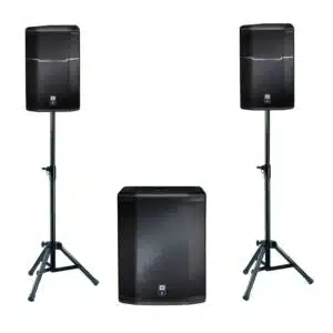 JBL PRX612M + JBL PRX618S (aktyvios+stovai+SUB) 2600W nuoma