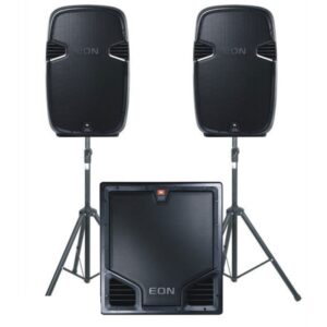JBL EON 515 + JBL EON518S (aktyvios+stovai+SUB) 1400W nuoma